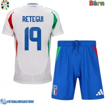 Fotballdrakt Barn Italia Mateo Retegui #19 Bortedraktsett EM 2024 Kortermet (+ Korte bukser)